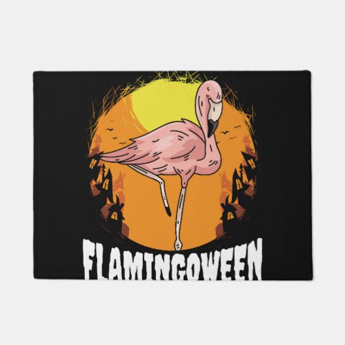 Flamingoween Halloween Flamingo Skeleton Scary Doormat
