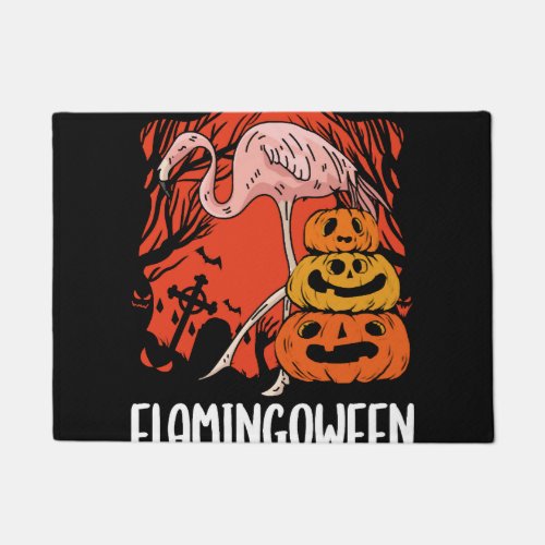 Flamingoween Halloween Flamingo Skeleton Scary  Doormat