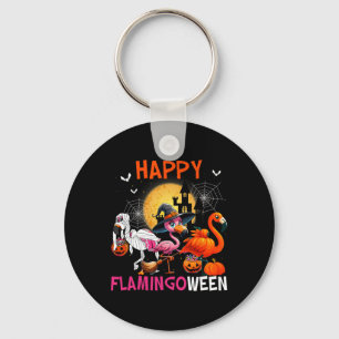 Flamingoween Halloween Pink Flamingo Costume Skele Keychain