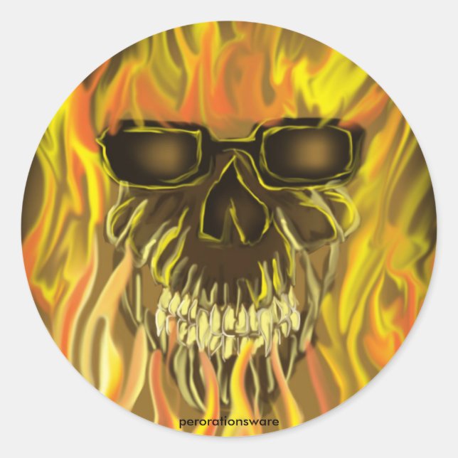 flamingskull classic round sticker (Front)
