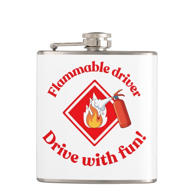 Flammable Driver Trucker Gift | Funny ADR Hazmat Flask (Front)