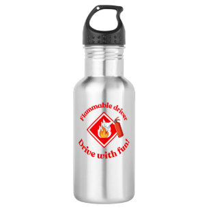 Flammable Driver Trucker Gift Funny ADR Hazmat Stainless Steel Water Bottle