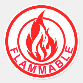 Flammable flame fire circle sticker