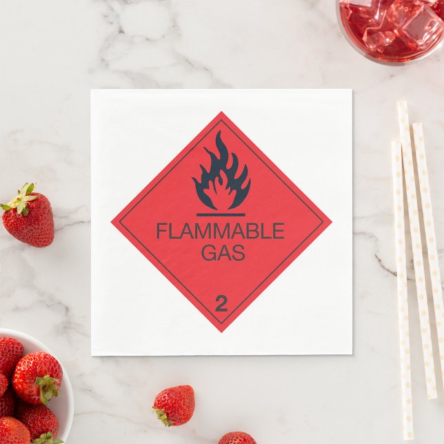 Flammable Gas Safety Label Hazard Warning Sign  Napkins (Creator Uploaded)