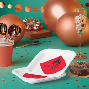 Flammable Gas Safety Label Hazard Warning Sign  Paper Plates