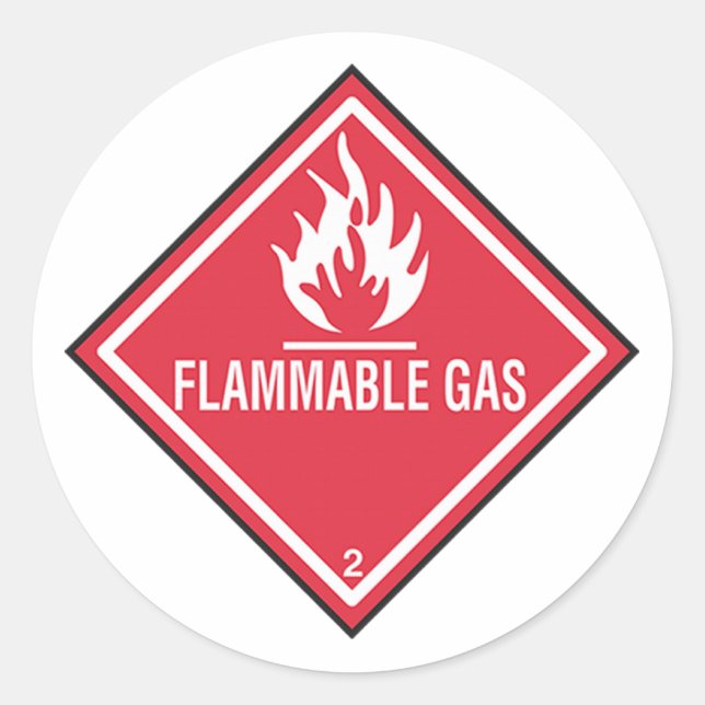 Flammable Gas Sign Classic Round Sticker (Front)