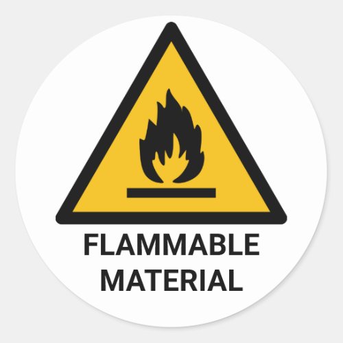 Flammable Material Warning Fire Hazard Symbol Classic Round Sticker