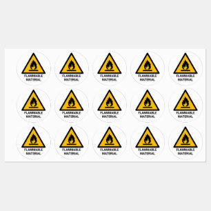 flammable material warning, fire hazard symbol labels