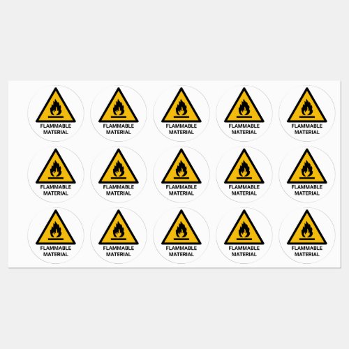 flammable material warning fire hazard symbol labels