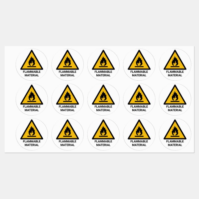 flammable material warning, fire hazard symbol labels (Sheet)