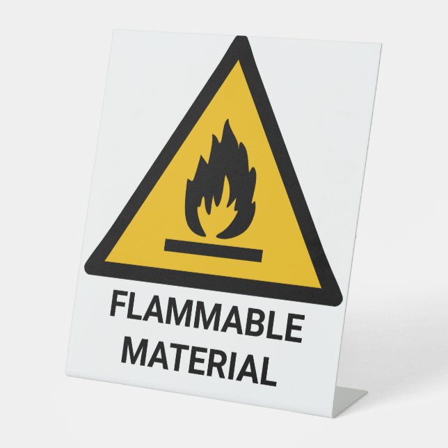 Flammable Material Warning, Fire Hazard Symbol Pedestal Sign (Front)