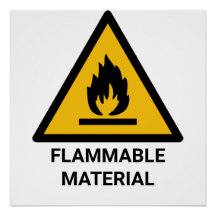 Flammable Material Warning, Fire Hazard Symbol