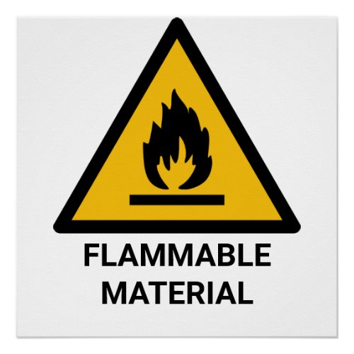 Flammable Material Warning Fire Hazard Symbol Poster