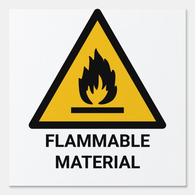 Flammable Material Warning, Fire Hazard Symbol Sign (Front)