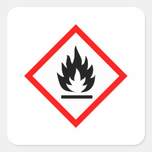 Flammable Pictogram / Symbol Square Sticker