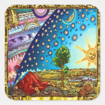 Flammarion Woodcut Flat Earth Design 2017 Square Sticker