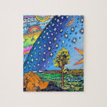 Flammarion Woodcut Flat Earth Design Square COLOR Jigsaw Puzzle
