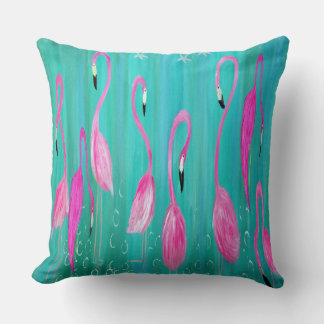 Flamngos tropical home throw pillow