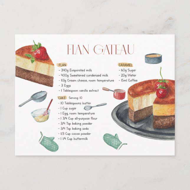 Flan Gateau Recipe Postcard (Front)
