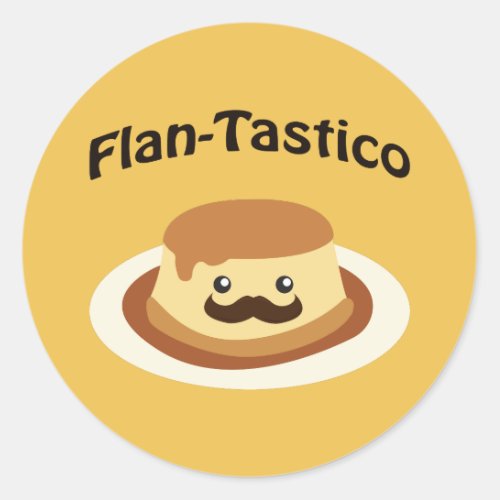 Flan_Tastico Cute Flan Classic Round Sticker