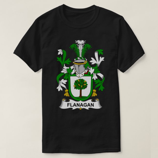Flanagan Coat of Arms Family Crest  T-Shirt (Design Front)