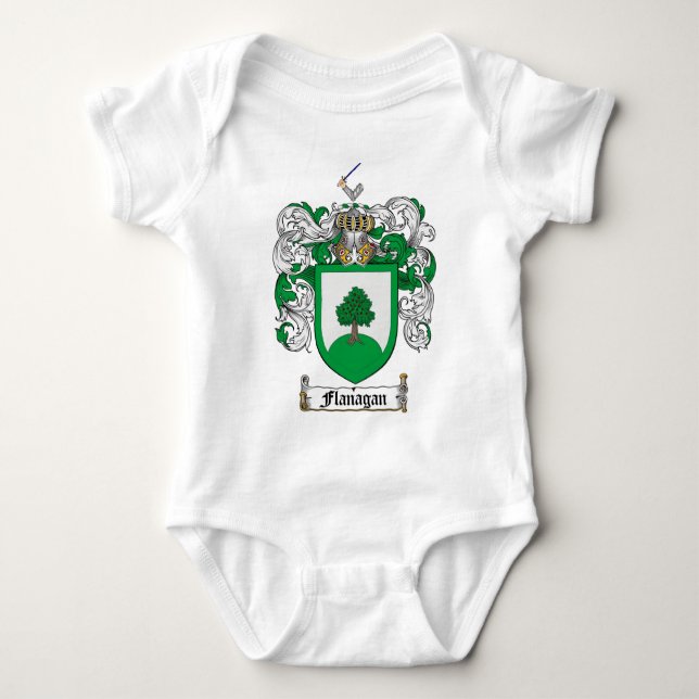 FLANAGAN FAMILY CREST -  FLANAGAN COAT OF ARMS BABY BODYSUIT (Front)