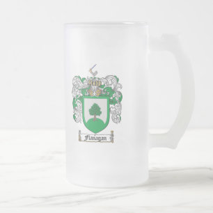 FLANAGAN FAMILY CREST - FLANAGAN COAT OF ARMS FROSTED GLASS BEER MUG