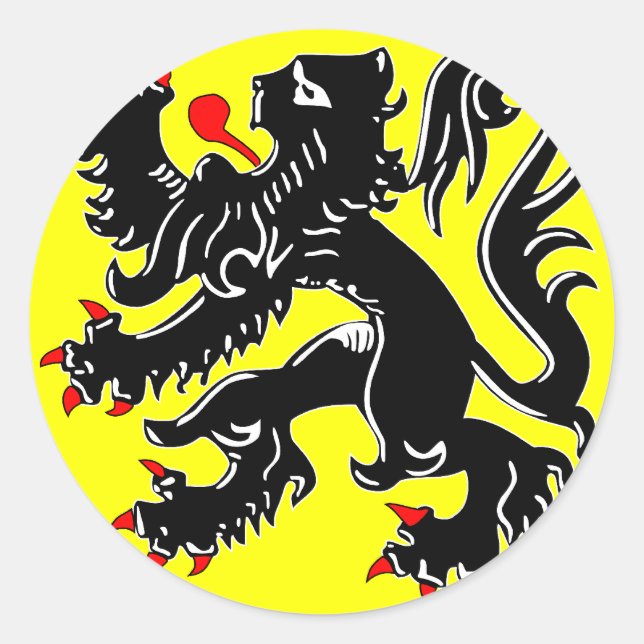 Flanders, Belgium flag Classic Round Sticker (Front)