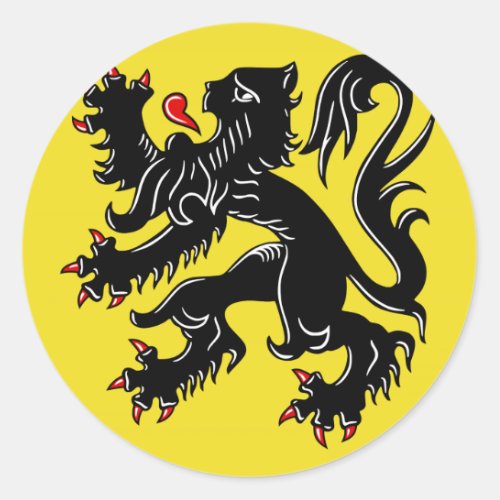 Flanders Belgium Flag Classic Round Sticker