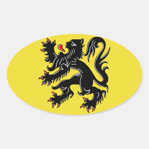 Flanders Belgium Flag Oval Sticker