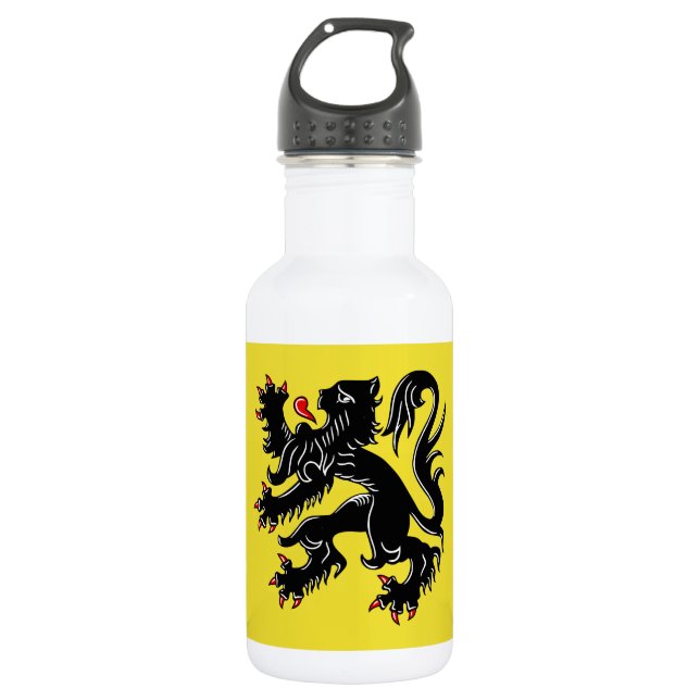 Flanders (Belgium) Flag Water Bottle (Front)