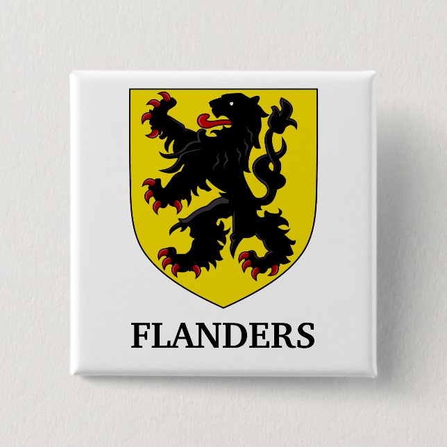 Flanders Coat of Arms Heraldic Lion Button (Front)
