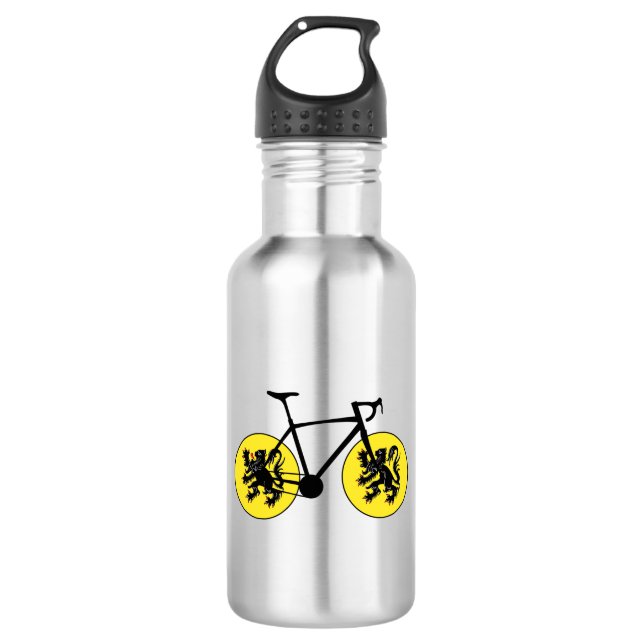 Flanders Flag Cycling Stainless Steel Water Bottle (Front)