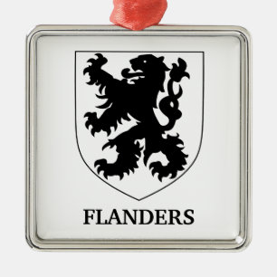 Flanders Lion Graphic Design Art Metal Ornament