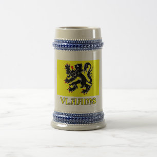 Flanders Region Flag with Name Beer Stein