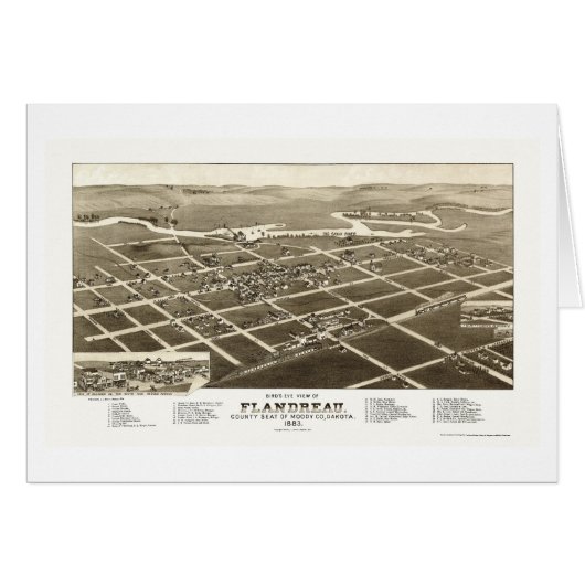 Flandreau, SD Panoramic Map - 1883 Cards (Front Horizontal)