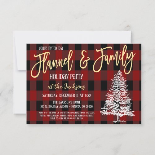 Flannel and Family Holiday Party Invitation