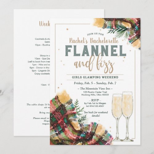 Flannel and Fizz Bachelorette Glamping Invitation
