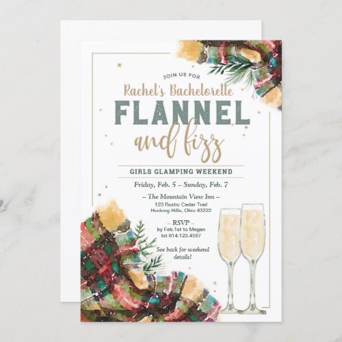 Flannel and Fizz Bachelorette Glamping Invitation