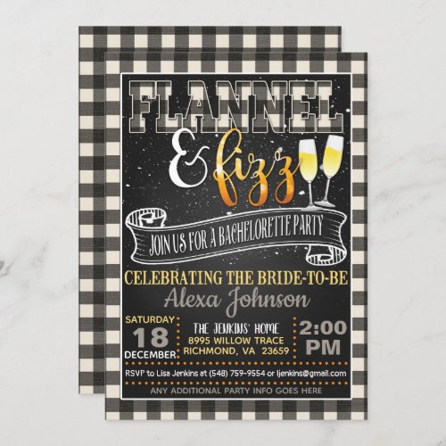 Flannel and Fizz Bachelorette Party Invitation