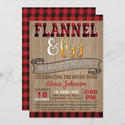 Flannel and Fizz Bachelorette Party Invitation