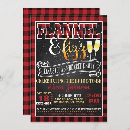 Flannel and Fizz Bachelorette Party _ Red Invitation