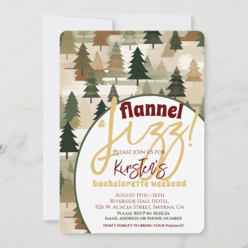 Flannel and Fizz Bachelorette Party Rustic Woods Invitation