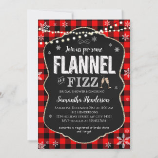 Flannel and Fizz Bridal Shower Buffalo plaid Invitation