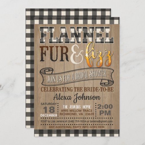 Flannel and Fizz Bridal Shower _ White Invitation