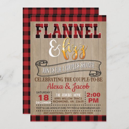 Flannel and Fizz Couples Shower Invitation