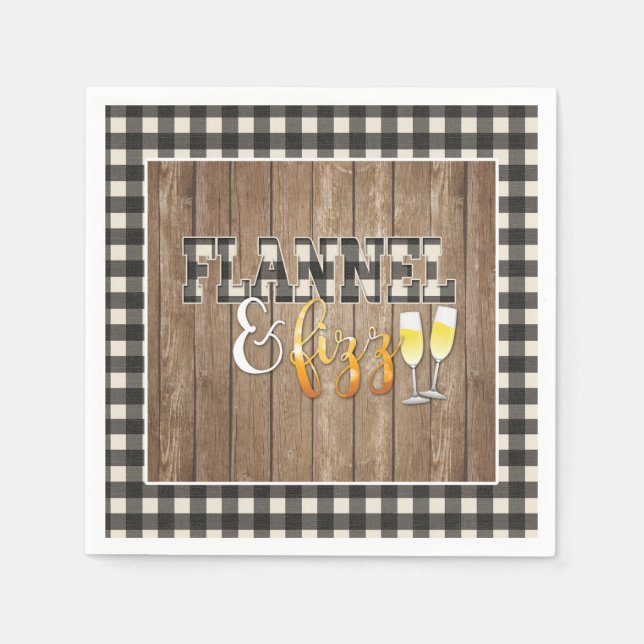 Flannel and Fizz Paper Napkin - White - Wood (Front)