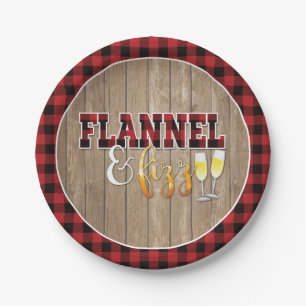 Flannel and Fizz Paper Plate - Red - Wood