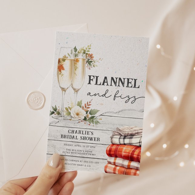 Flannel and Fizz Rustic Fall Bridal Shower Invitation (Creator Uploaded)