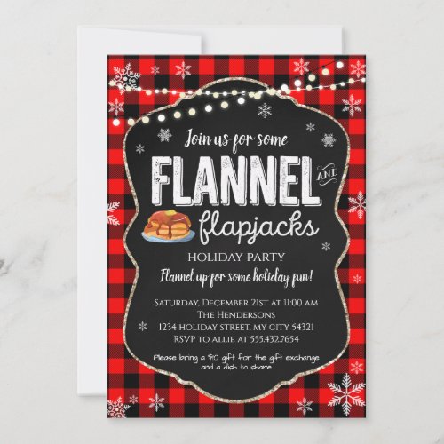 Flannel and Flapjacks Christmas Invitation